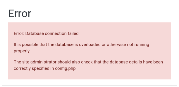 Moodle In English Error Database Connection Failed