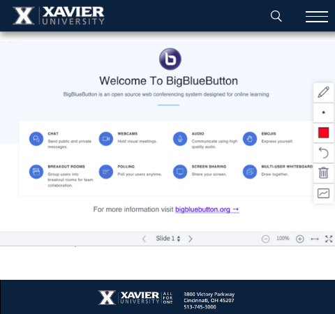 Xavier Big Blue Button homepage