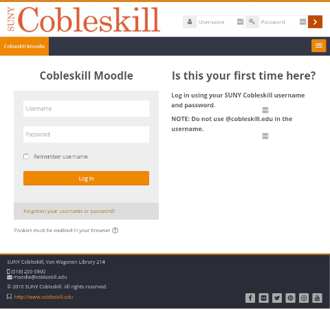 SUNY Cobleskill Moodle homepage
