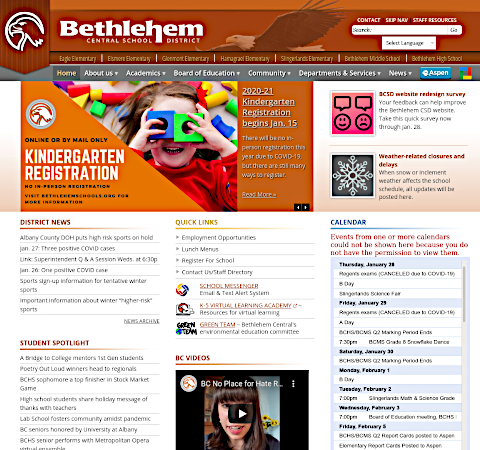 Bethlehem Central School District homepage